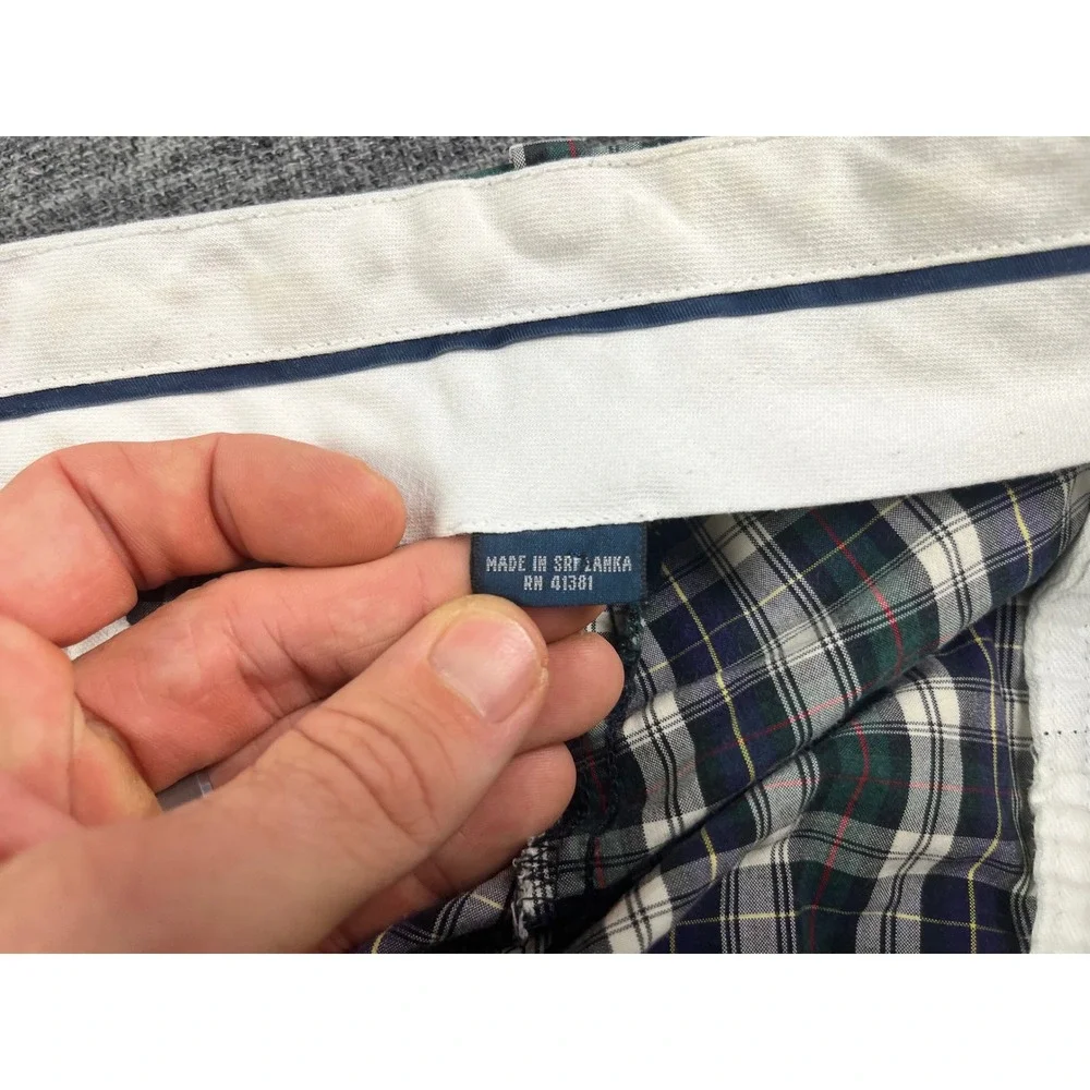Polo Ralph Lauren Mens Green Navy Plaid Cotton Flat Front Shorts Size 40